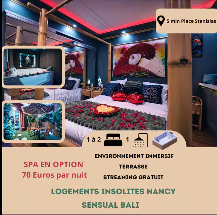 Le P'tit Sensual Bali Love Room Jacuzzi 300m de Stanislas